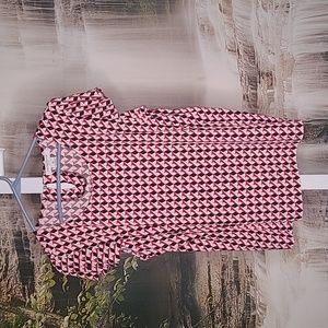 Liz Clairborne Womens Petite Large dressy red black keyhole blouse top